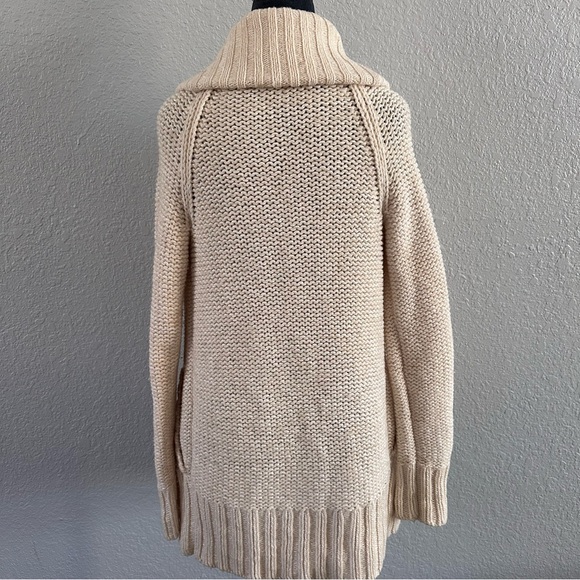 GAP Shawl Collar Chunky Knit Cardigan Sweater Cream XS Coastal Grannycore Cozy - Picture 7 of 13